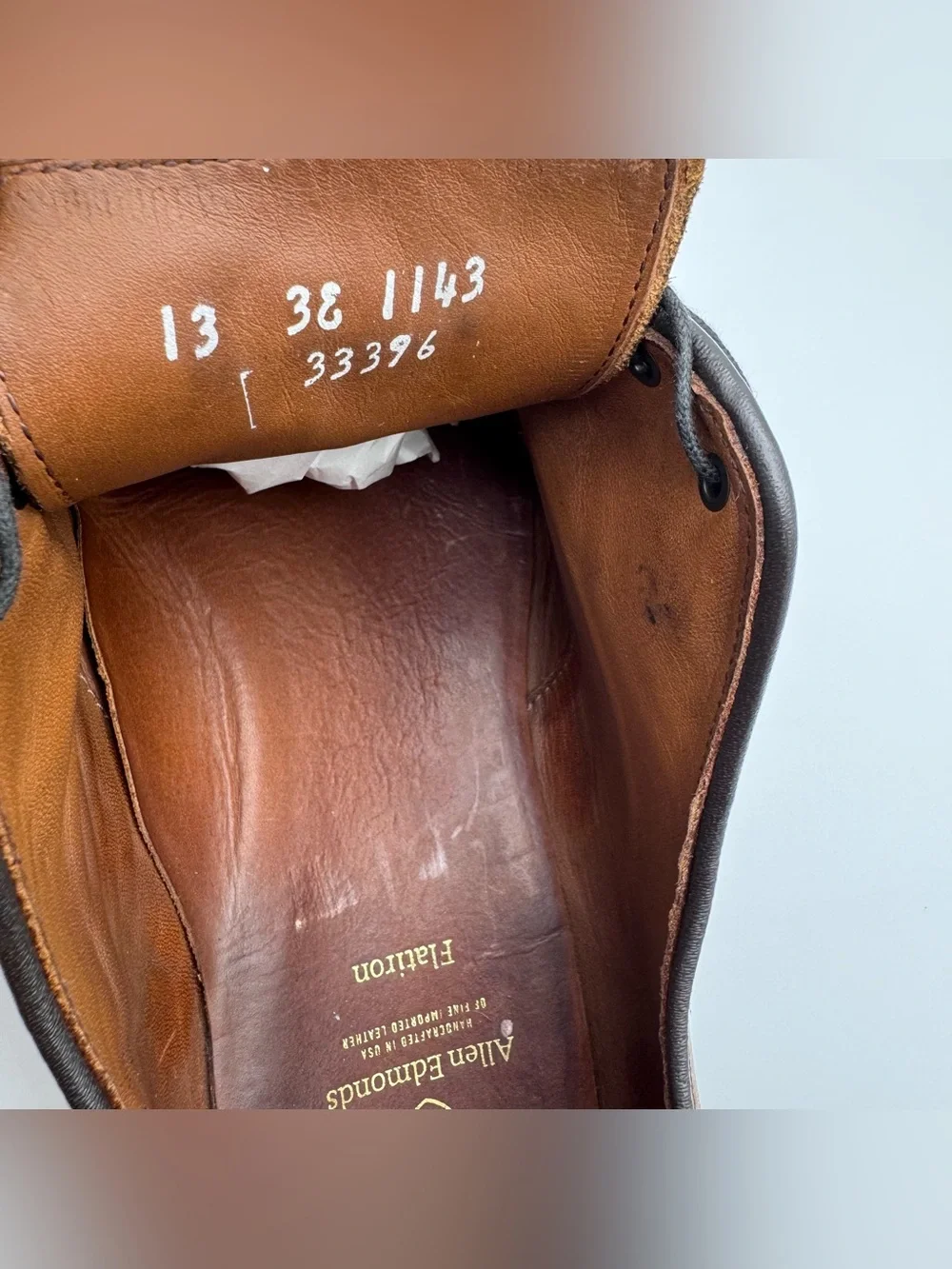 Allen Edmonds Flatiron Cognac Leather Brogue Oxford Shoes Men 13 3E Made in USA